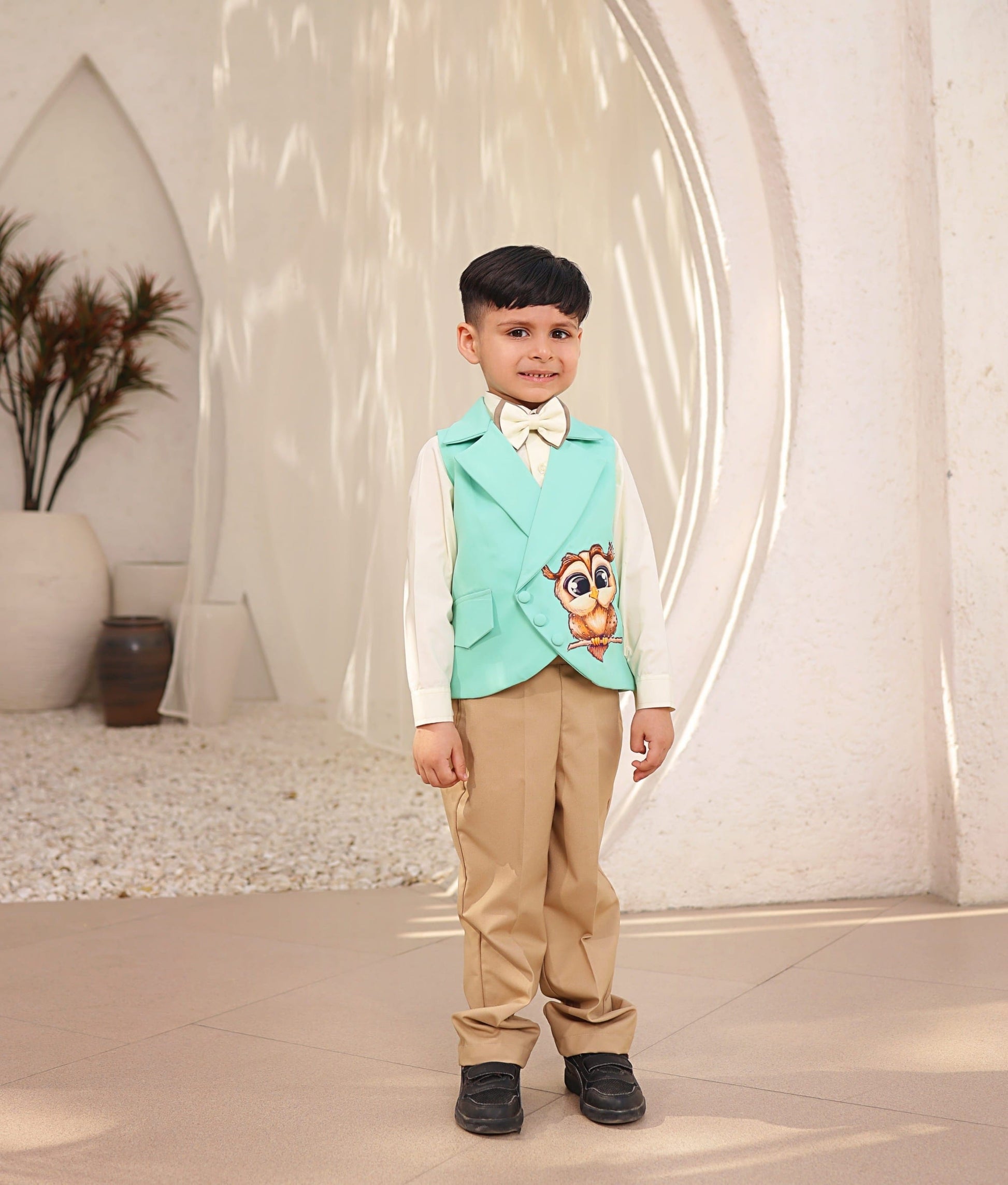 Green Waistcoat with Shirt and Pant for Boys