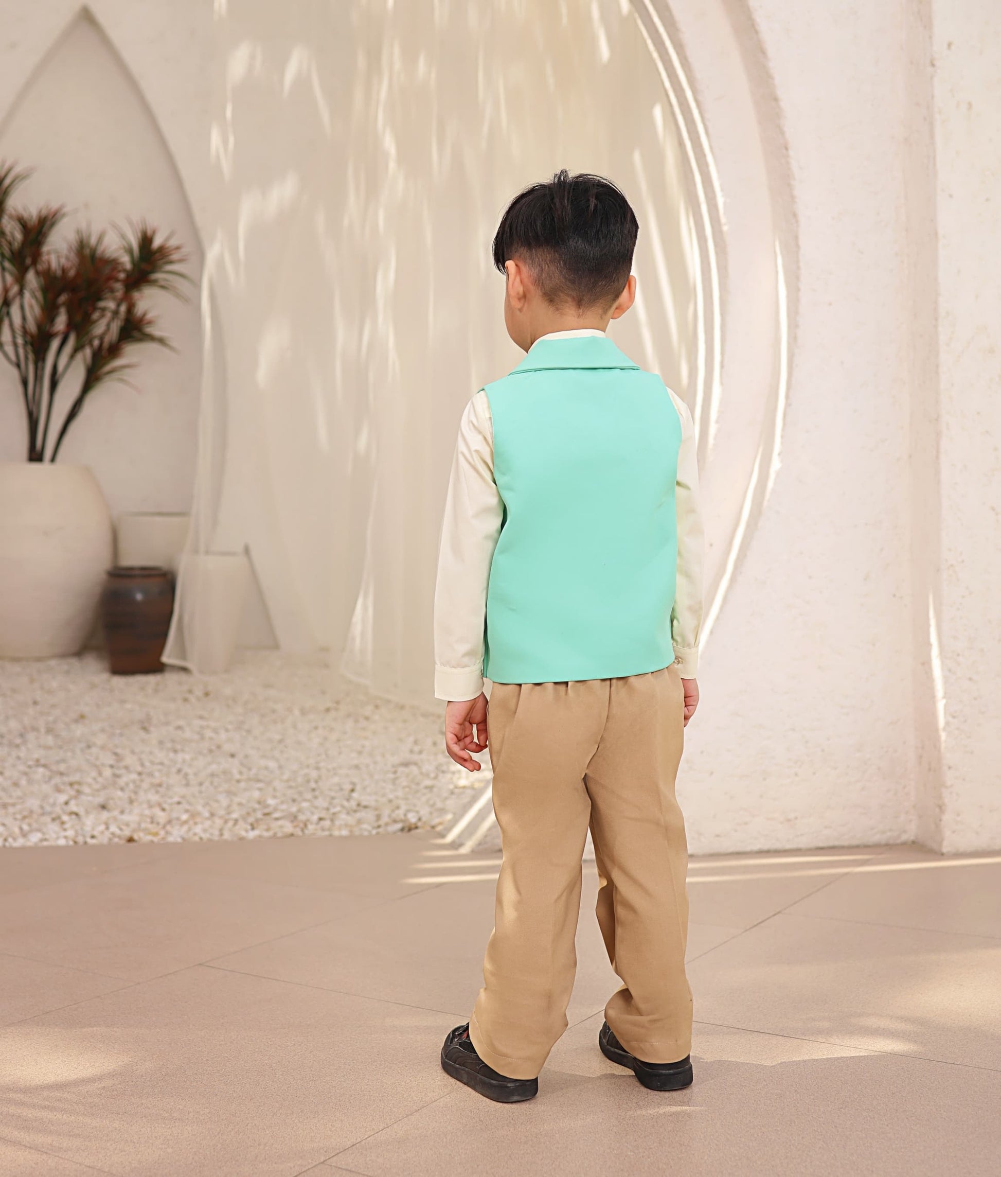 Green Waistcoat with Shirt and Pant for Boys