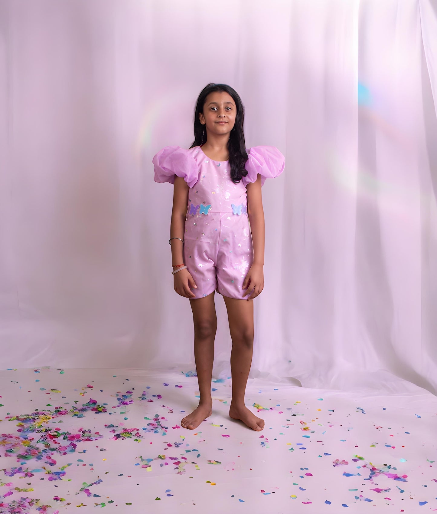 Manufactured by FAYON KIDS (Noida, U.P) Lilac Butterfly Romper with Trail