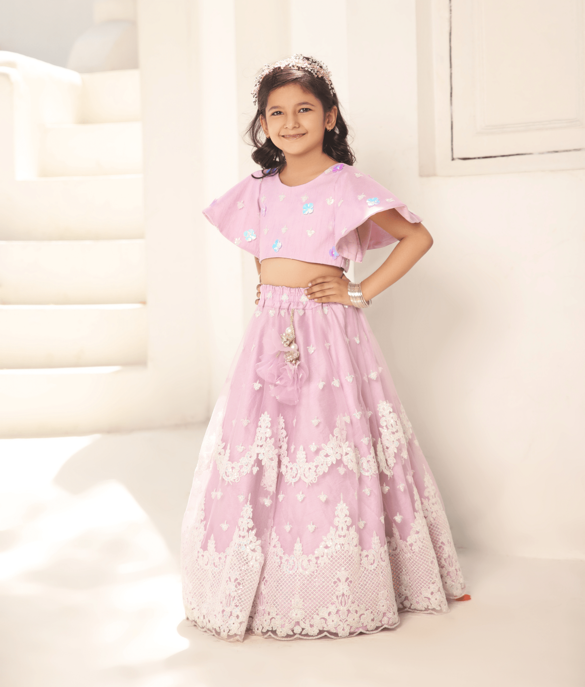 Manufactured by FAYON KIDS (Noida, U.P) Lilac Crop Top Set