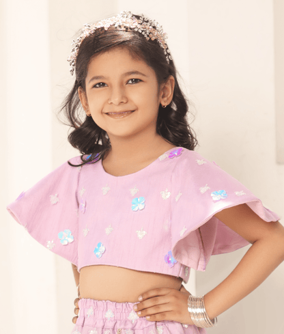 Manufactured by FAYON KIDS (Noida, U.P) Lilac Crop Top Set