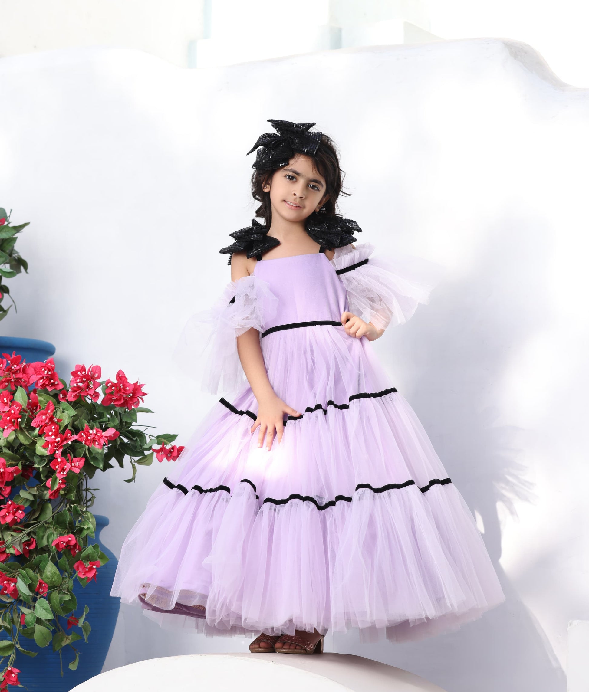 Lilac Net Gown for Girls