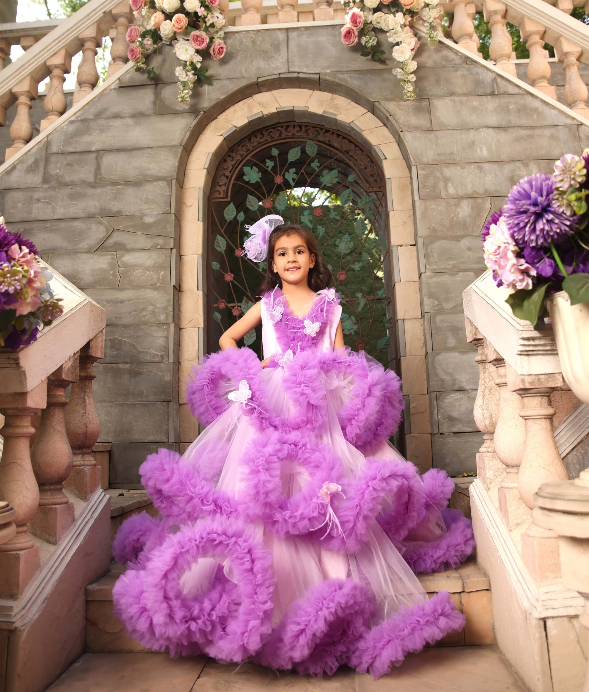 Lilac Ruffle Gown for Girls