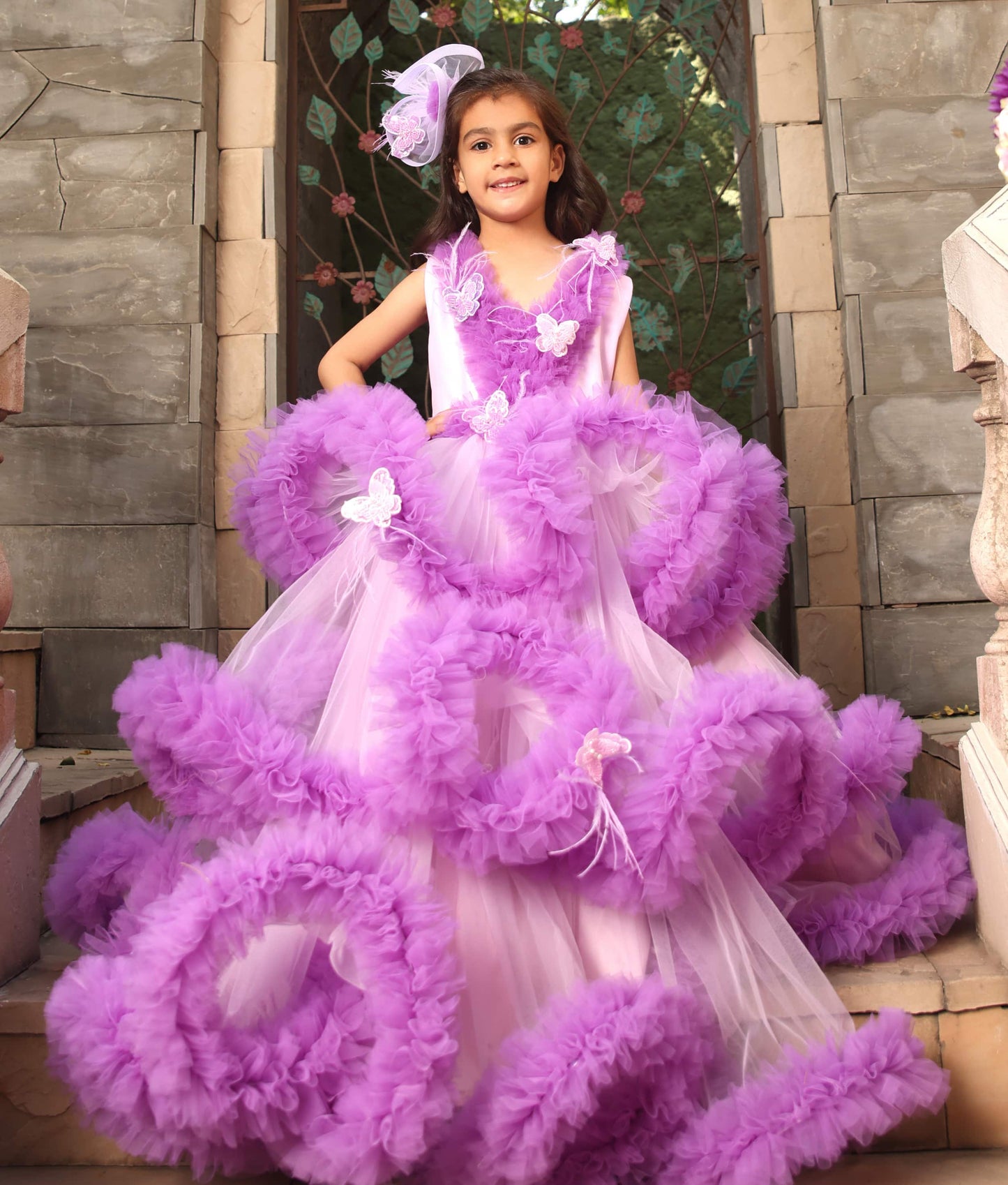 Lilac Ruffle Gown for Girls