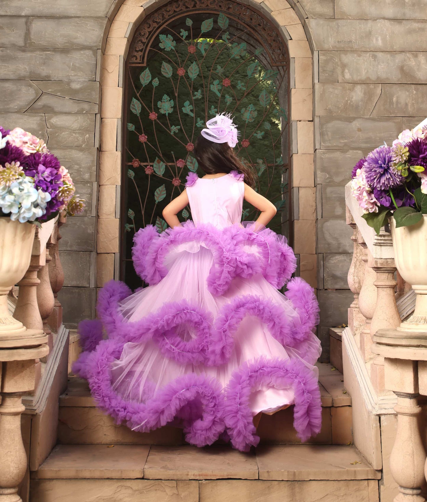 Lilac Ruffle Gown for Girls