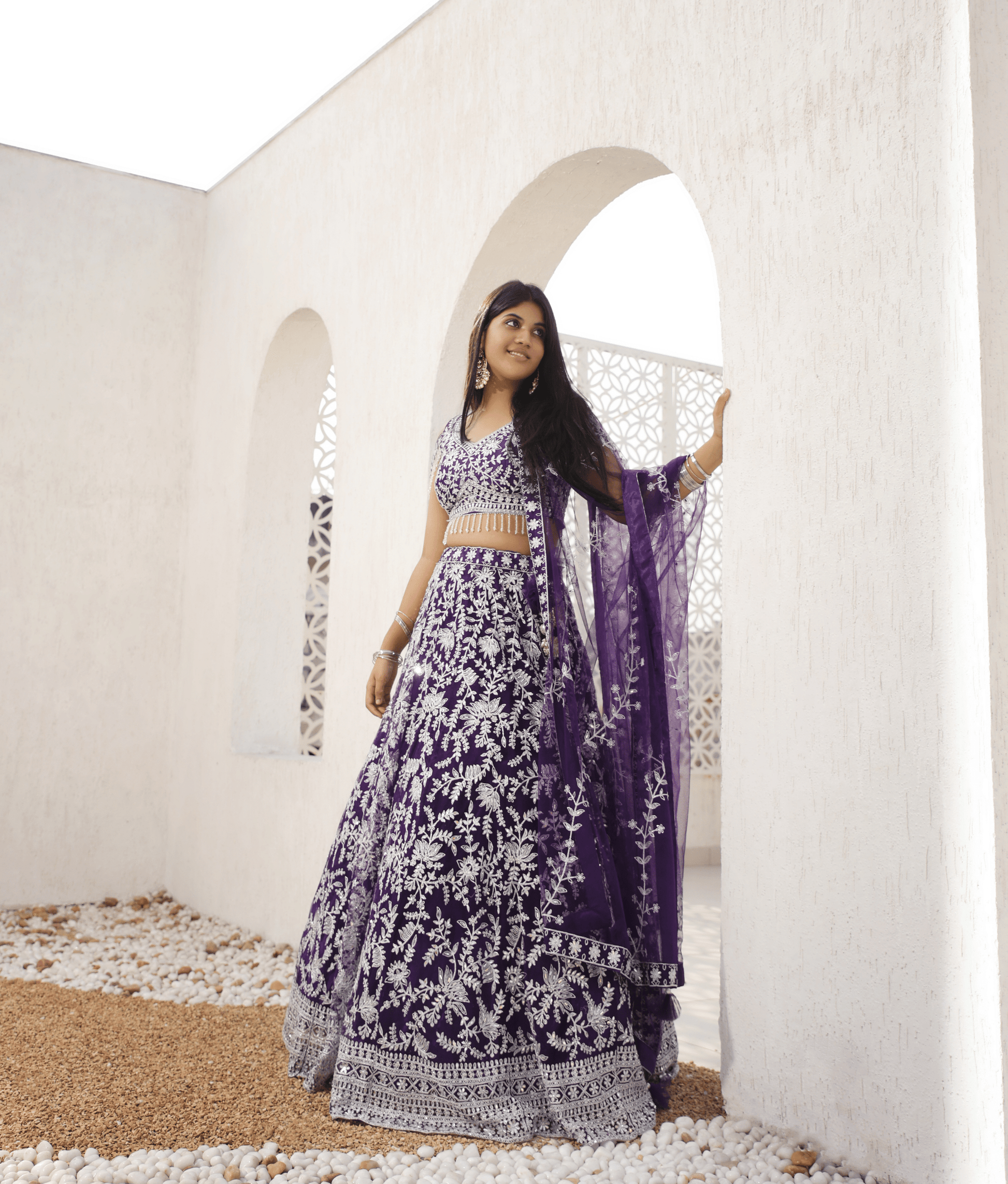 Manufactured by FAYON KIDS (Noida, U.P) Majestic Purple: Embroidered Lehenga Set