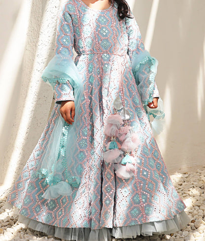 Manufactured by FAYON KIDS (Noida, U.P) Mirror Embroidered Anarkali