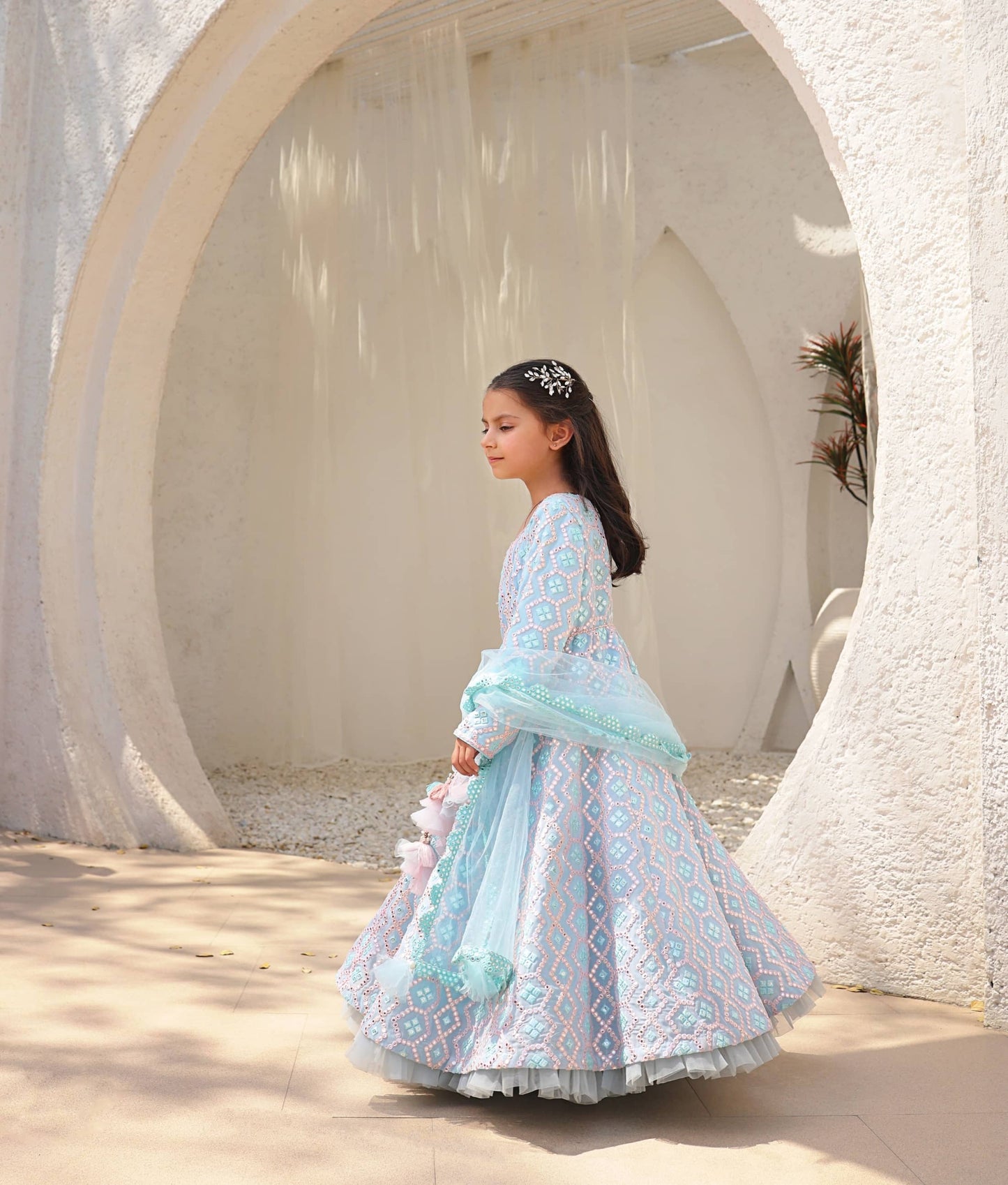 Manufactured by FAYON KIDS (Noida, U.P) Mirror Embroidered Anarkali