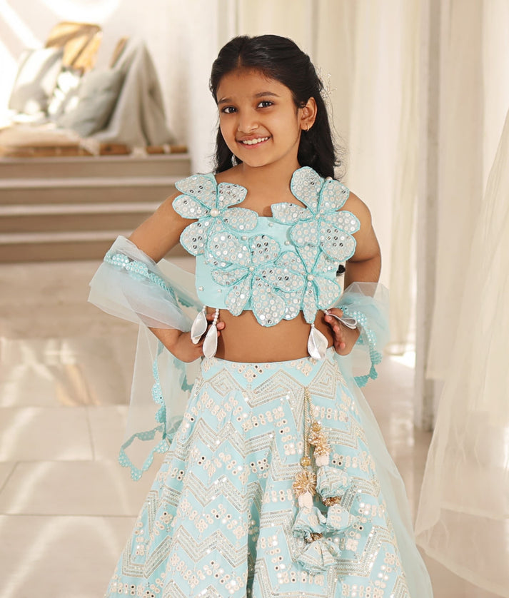 Manufactured by FAYON KIDS (Noida, U.P) Mirror Embroidered Lehenga Choli Set