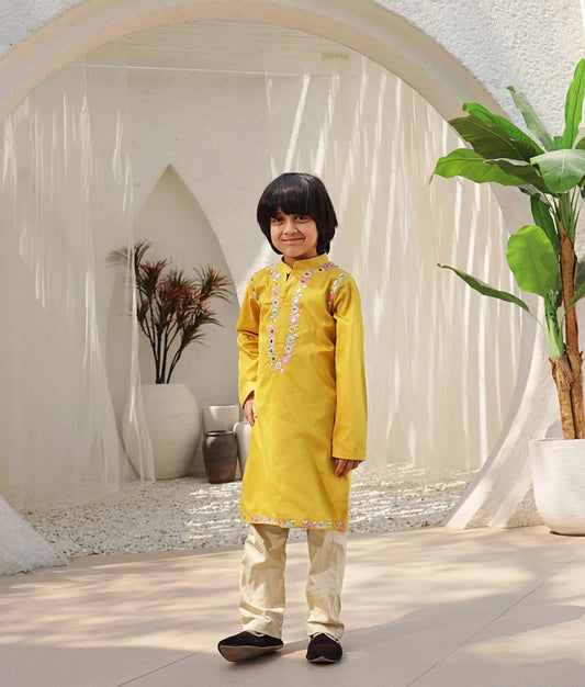 Mustard yellow kurta set