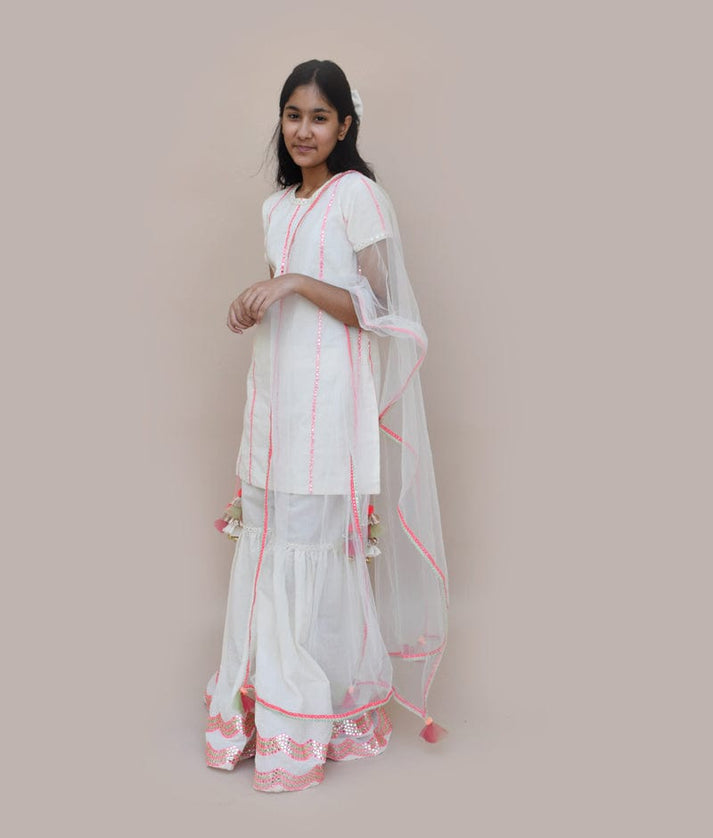 Manufactured by FAYON KIDS (Noida, U.P) Offwhite Kurti Sharara Set