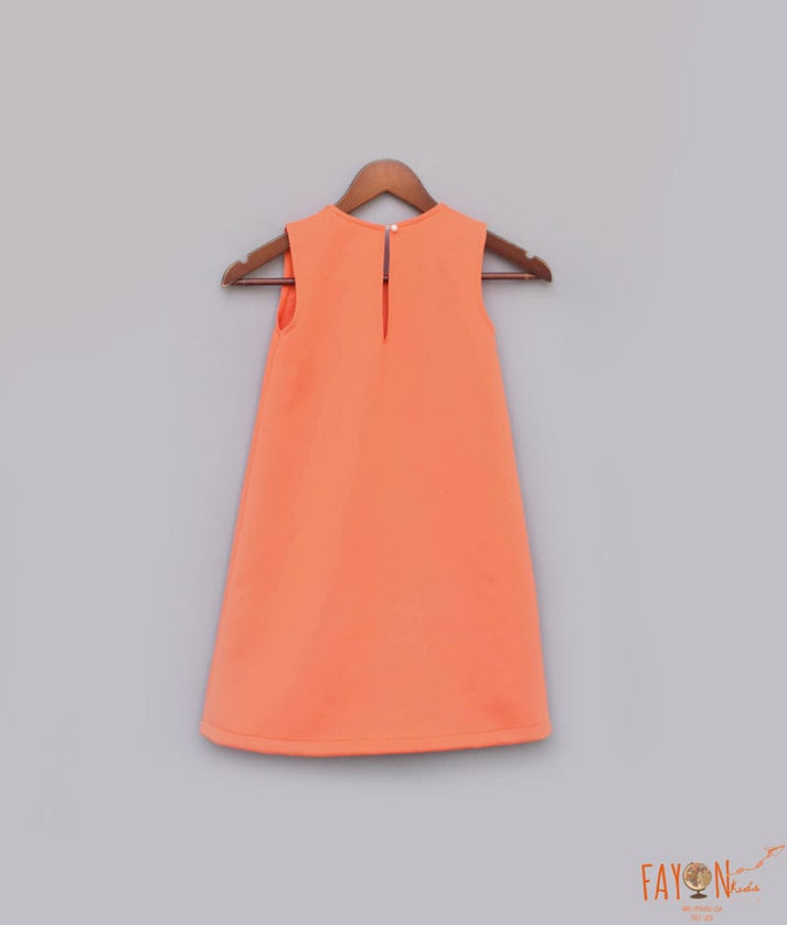 Orange Neoprene Dress for Girls