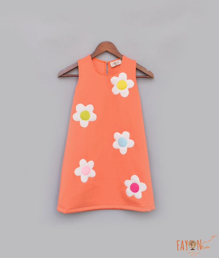 Orange Neoprene Dress for Girls