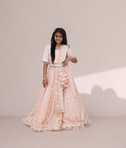 Manufactured by FAYON KIDS (Noida, U.P) Peach Thread Lehenga Choli