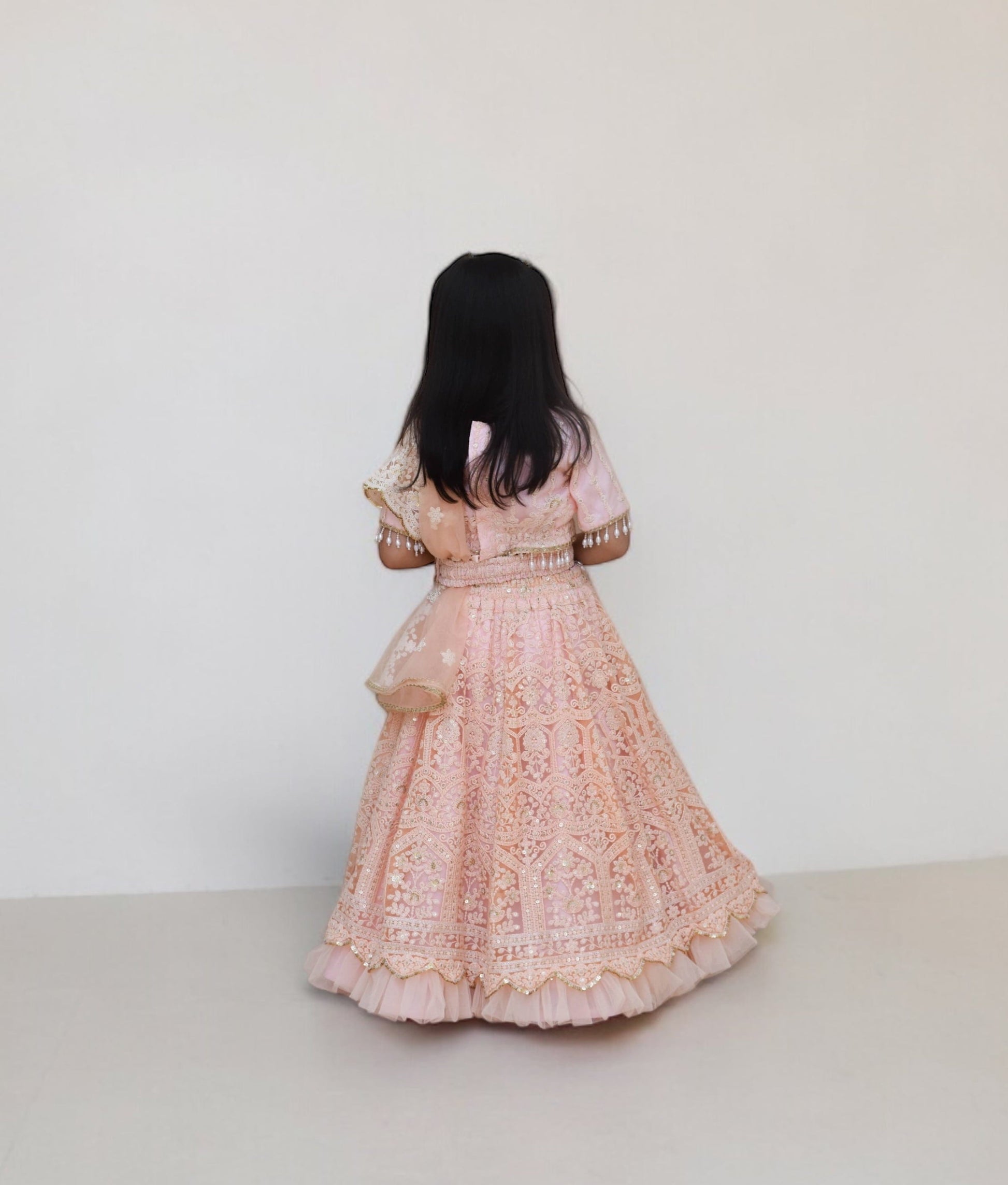 Manufactured by FAYON KIDS (Noida, U.P) Peach Thread Lehenga Choli