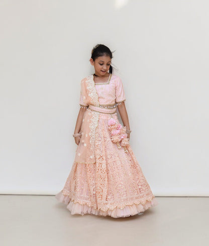 Manufactured by FAYON KIDS (Noida, U.P) Peach Thread Lehenga Choli