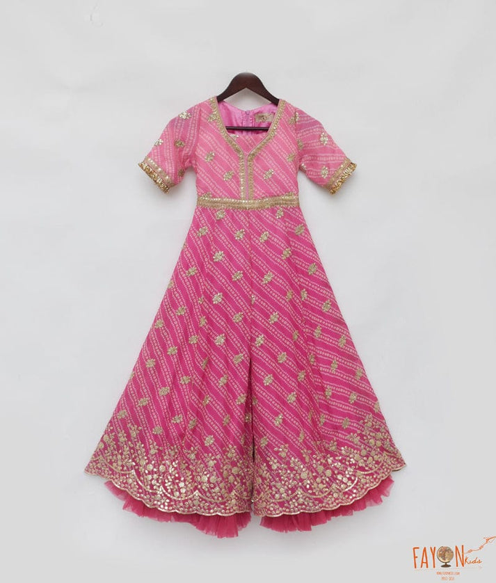 Manufactured by FAYON KIDS (Noida, U.P) Pink Bandhaj Jumpsuit for Girls