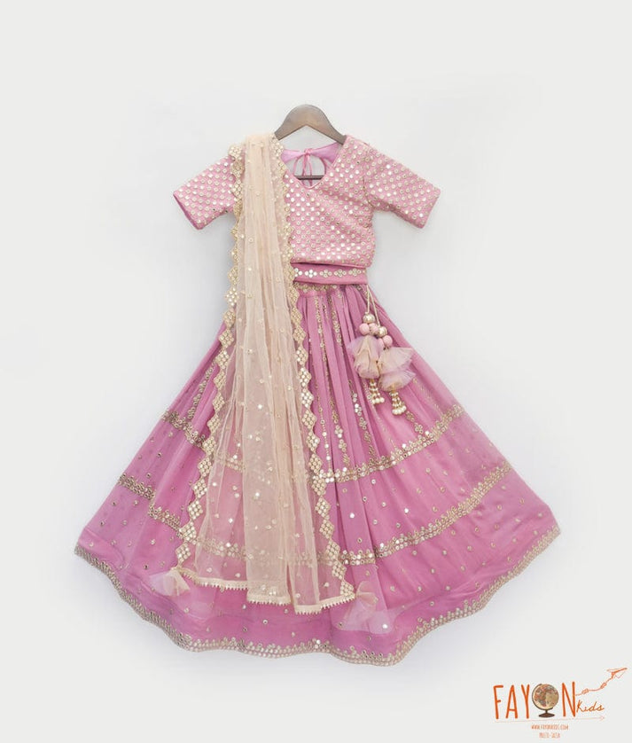 Pink Mirror Lehenga for Girls