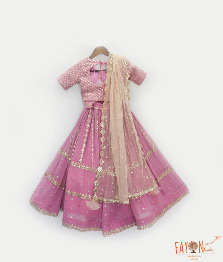 Pink Mirror Lehenga for Girls