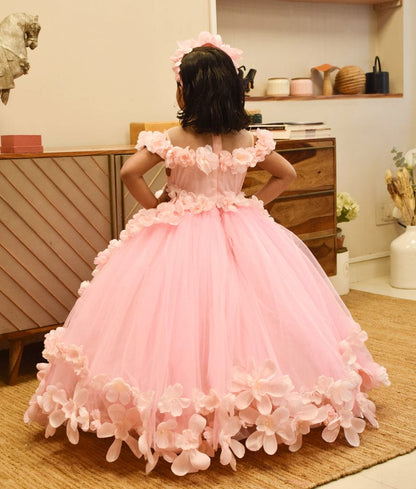 Manufactured by FAYON KIDS (Noida, U.P) Pink Flower Gown