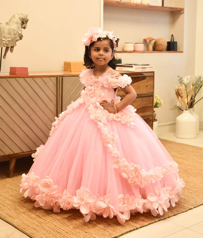 Manufactured by FAYON KIDS (Noida, U.P) Pink Flower Gown