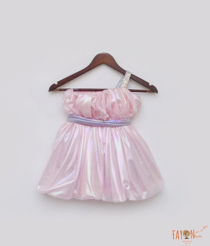 Manufactured by FAYON KIDS (Noida, U.P) Pink Metallic Frock for Girls