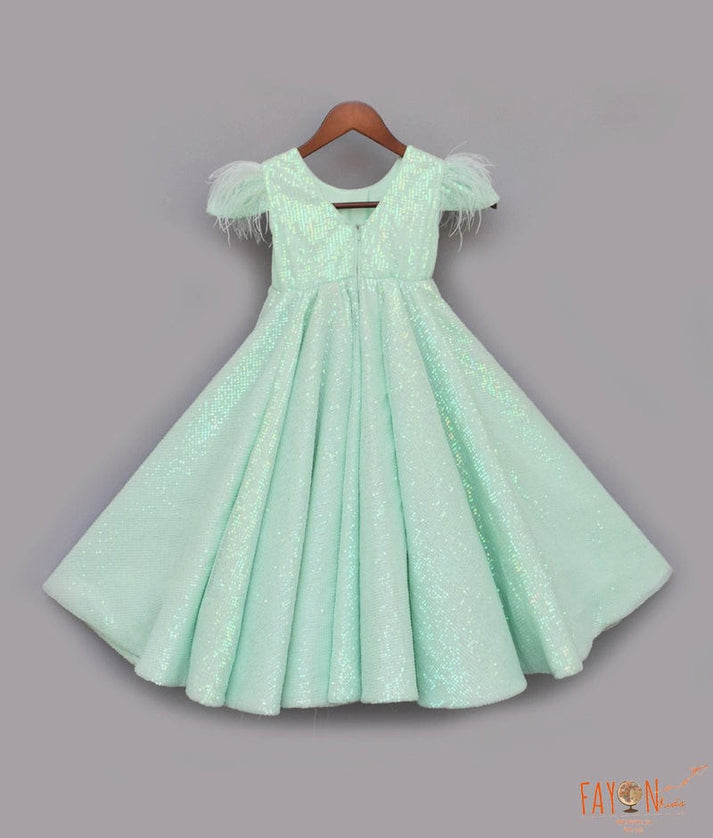 Manufactured by FAYON KIDS (Noida, U.P) Pista Green Embroidery Gown