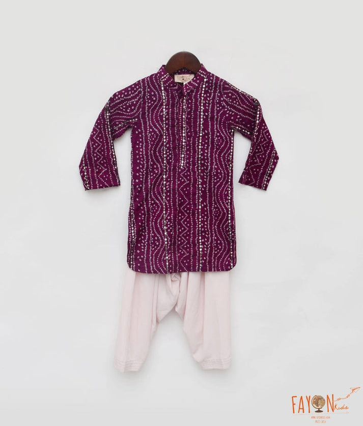 Manufactured by FAYON KIDS (Noida, U.P) Purple Bandhaj Kurta with Salwar for Boys