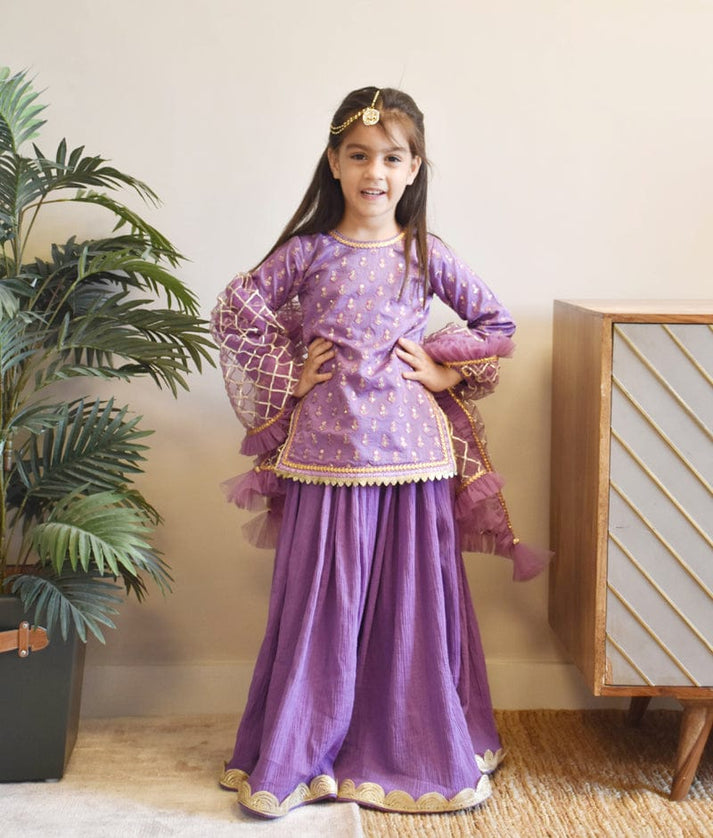 Purple Chanderi Lehenga for Girls