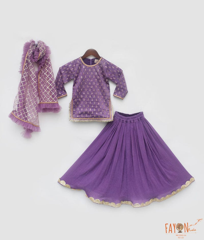 Purple Chanderi Lehenga for Girls