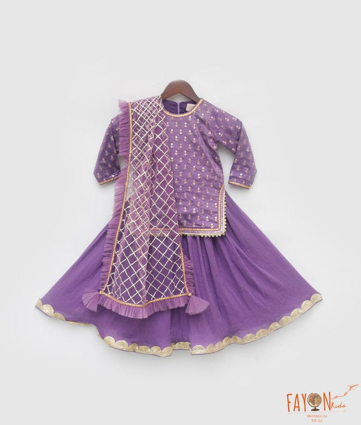 Purple Chanderi Lehenga for Girls