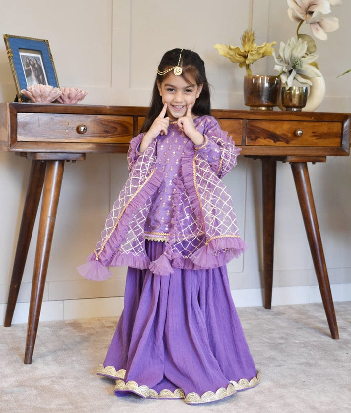 Purple Chanderi Lehenga for Girls