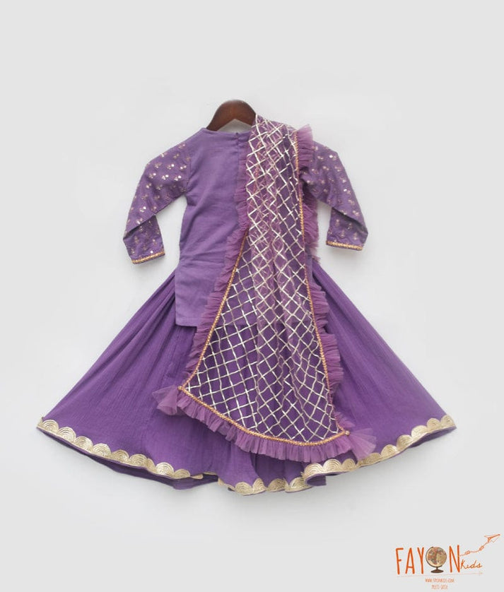 Purple Chanderi Lehenga for Girls