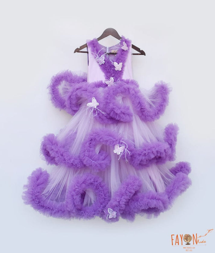 Lilac Ruffle Gown for Girls