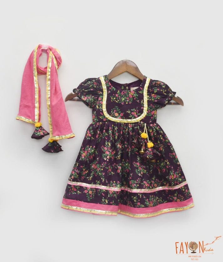 Purple Printed Anarkali