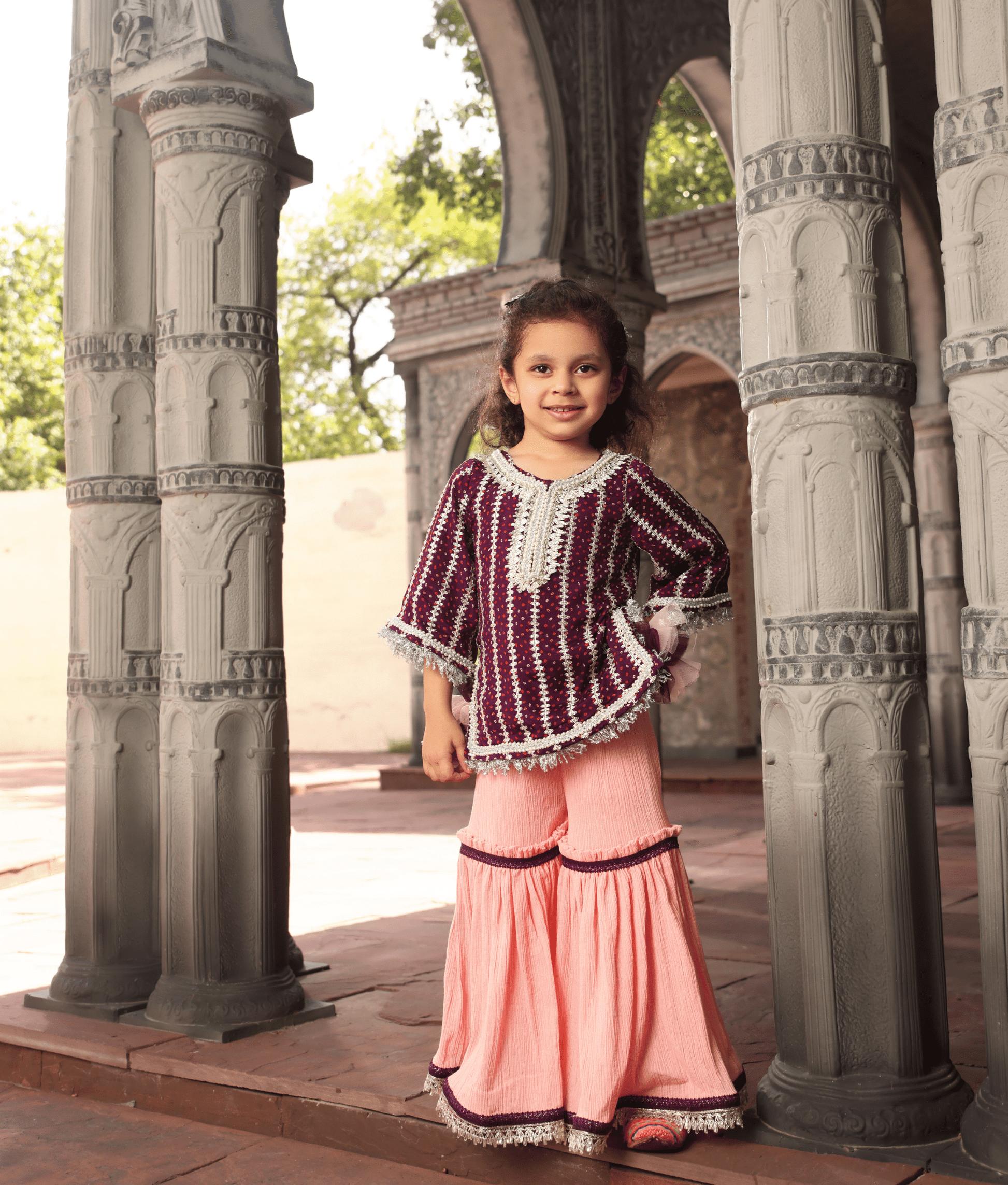 Manufactured by FAYON KIDS (Noida, U.P) Purple Printed Sharara Set