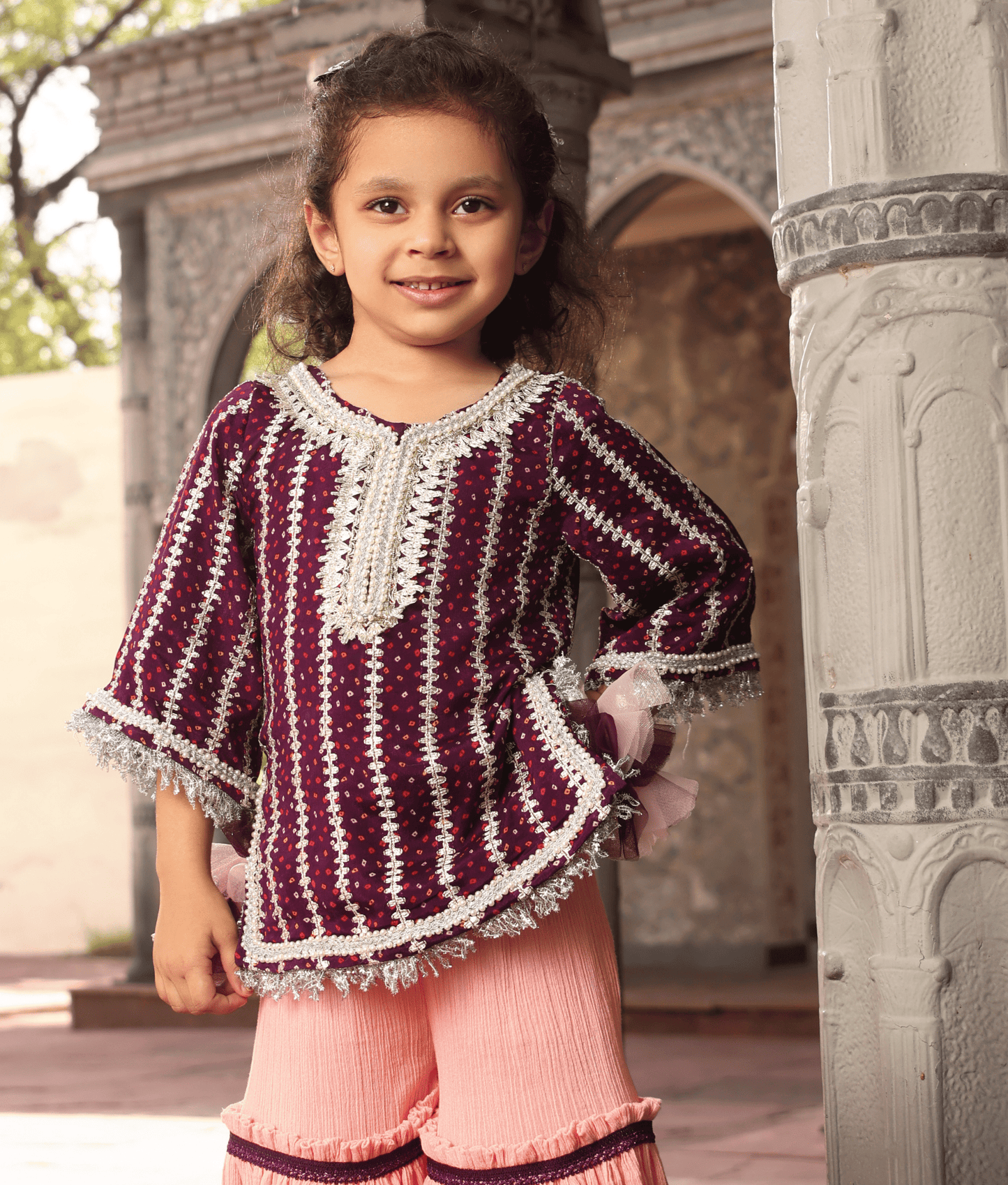 Manufactured by FAYON KIDS (Noida, U.P) Purple Printed Sharara Set