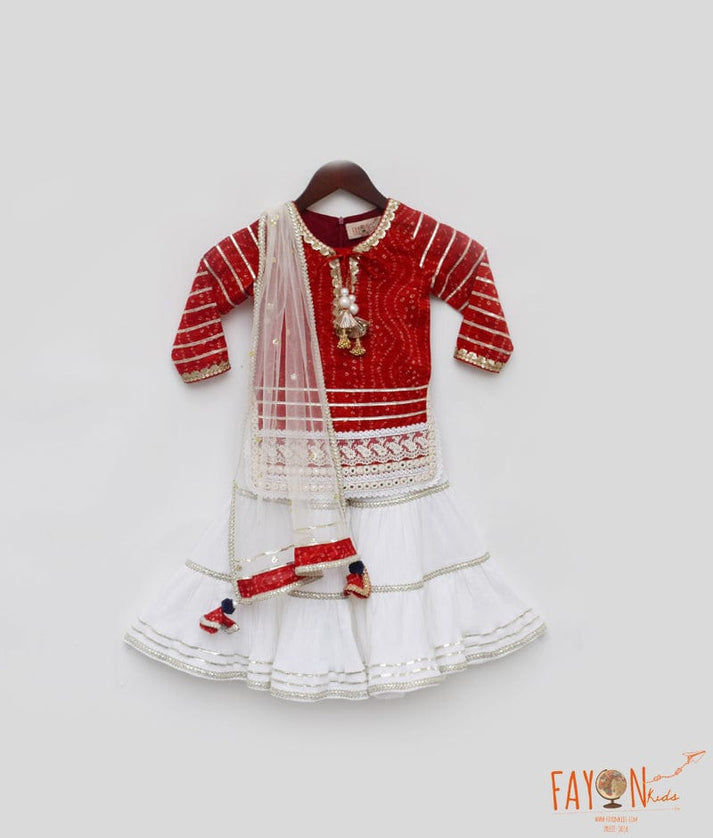 Red Bandhej Sharara Set