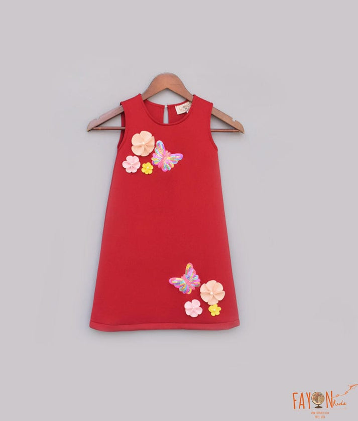 Manufactured by FAYON KIDS (Noida, U.P) Red Neoprene Dress for Girls