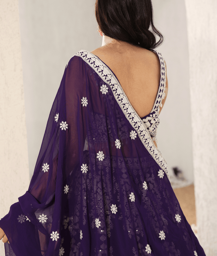 Manufactured by FAYON KIDS (Noida, U.P) Regal Dreams: Purple Embroidered Choli & Lehenga Set