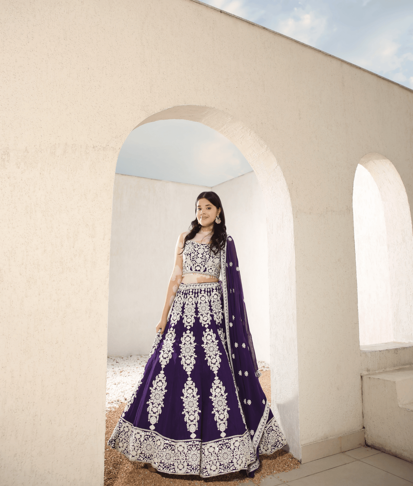 Manufactured by FAYON KIDS (Noida, U.P) Regal Dreams: Purple Embroidered Choli & Lehenga Set