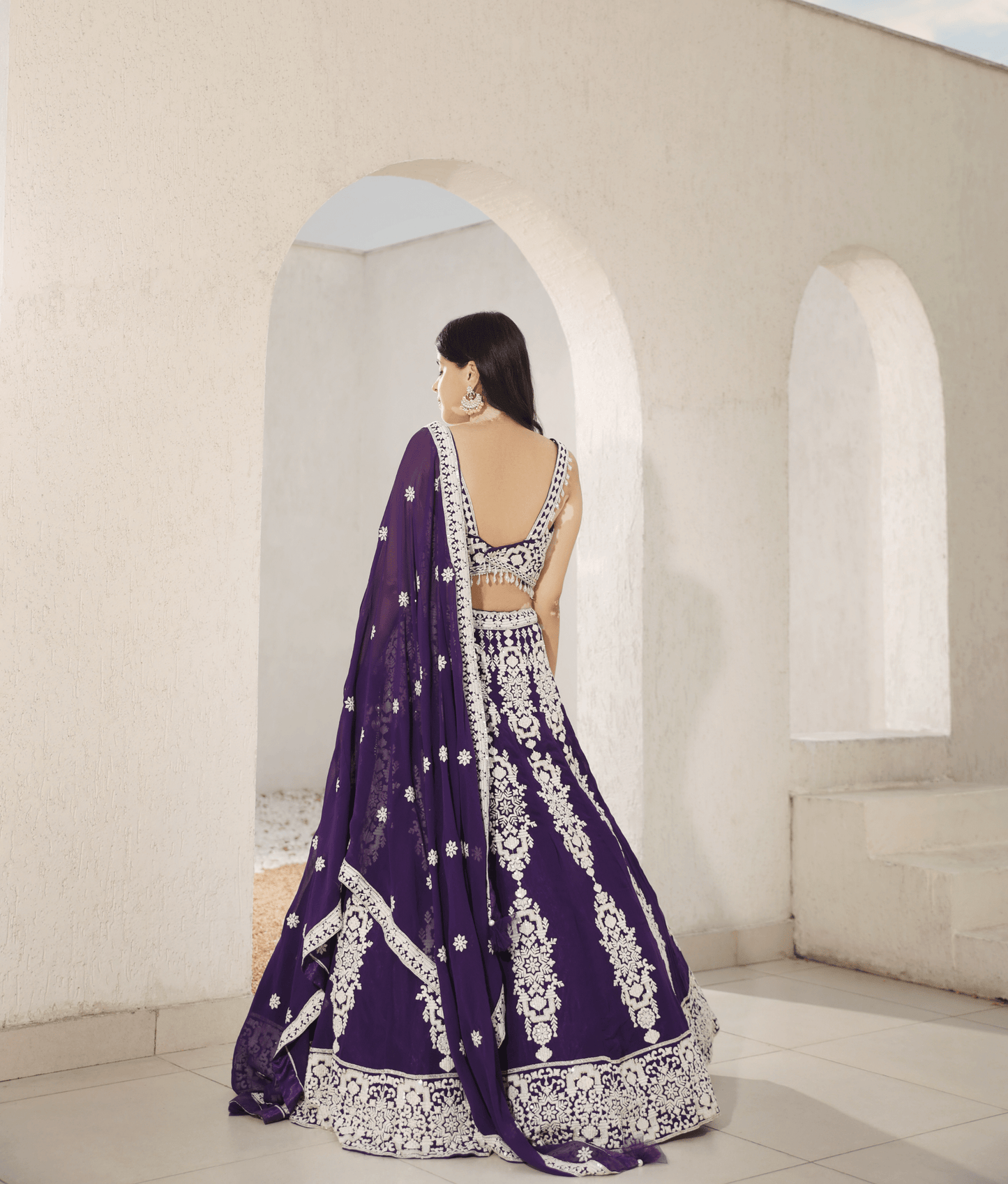 Manufactured by FAYON KIDS (Noida, U.P) Regal Dreams: Purple Embroidered Choli & Lehenga Set