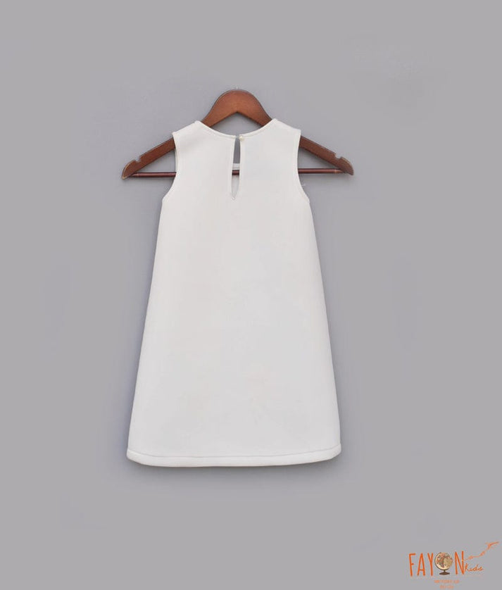 White Neoprene Dress for Girls