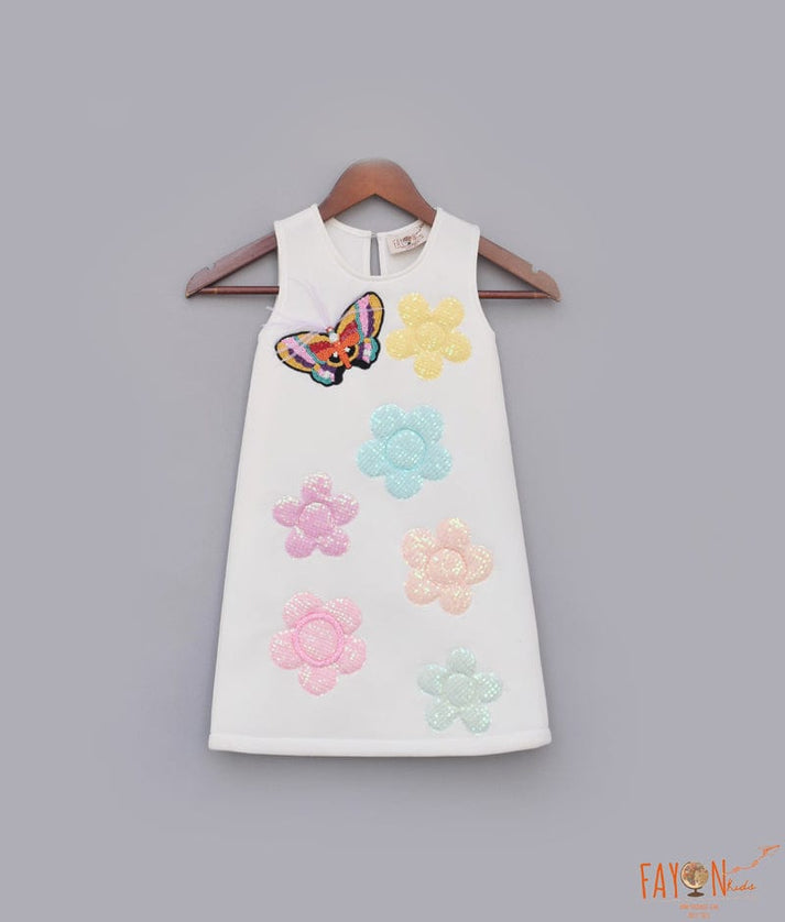 White Neoprene Dress for Girls