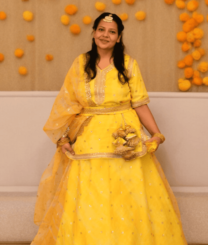 Manufactured by FAYON KIDS (Noida, U.P) Yellow Embroidered Organza Lehenga Choli