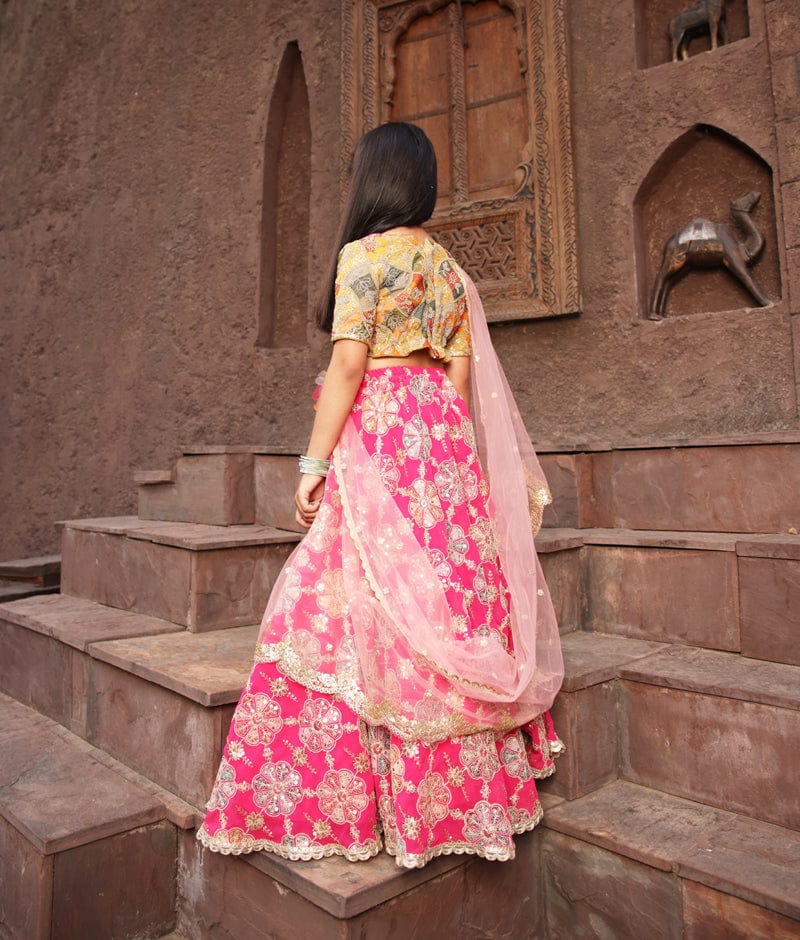 Buy Pink Colored Embroidered Art Silk Lehenga Choli Online At Zeel Clothing