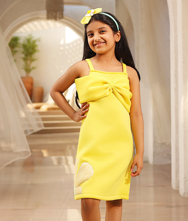 Yellow Neoprene Dress for Girls