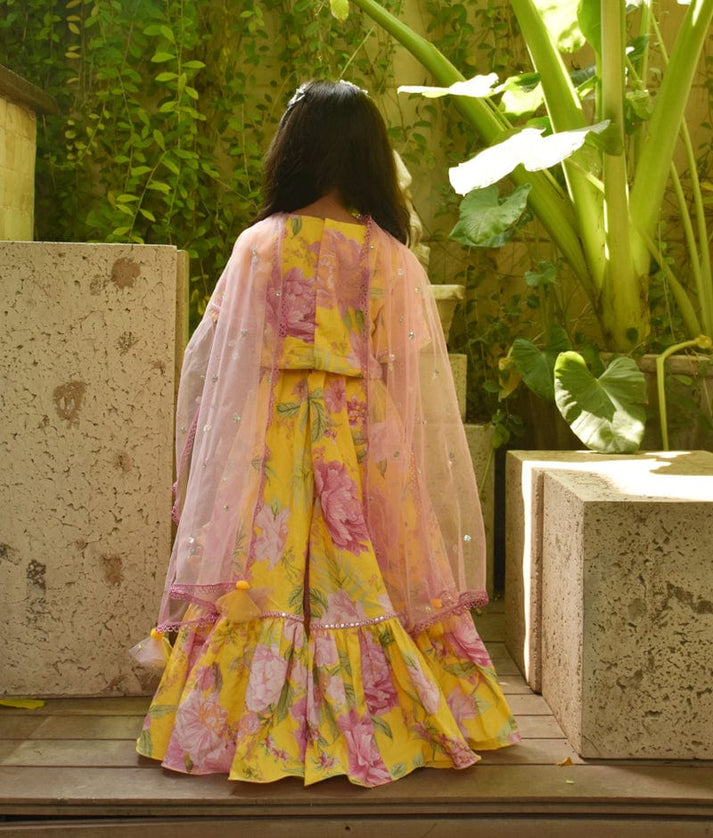 Yellow Printed lehenga Choli