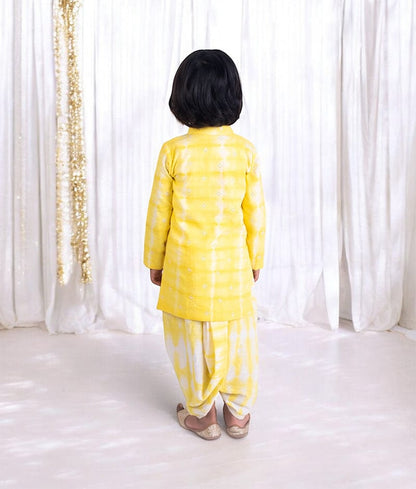 Manufactured by FAYON KIDS (Noida, U.P) Yellow Tie & Dye Kurta Set for Boys