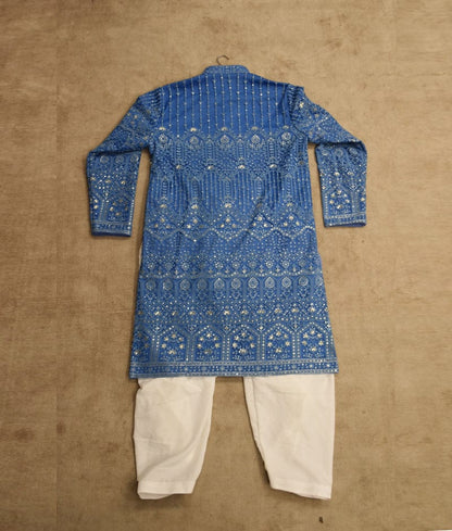 Blue Embroidered Kurta with Salwar